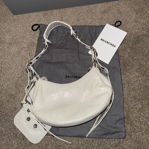 Balenciaga Le Cagole XS shoulder bag with rhinestones in white - Picture 2 of 8